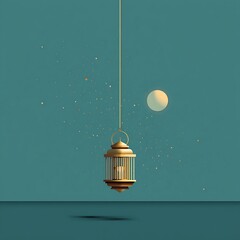 Lantern Hanging with Crescent and Stars – Minimal Eid Milad Background