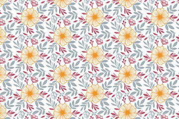 trendy line floral seamless print.stylish pattern flower sketch textile.table top wrapping paper design.pillow cover nature modern hand drawn.one line simplicity minimalism

