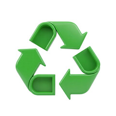Obraz premium 3D Green Recycling Symbol Icon Eco-friendly, Sustainable & Environmental Protection Design