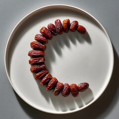 Crescent of Red Dates on White Plate – Simple Eid Milad Food Design