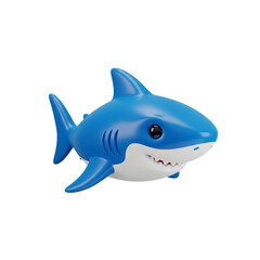 Obraz premium Cute 3D Blue Baby Shark Cartoon Character - Ocean Animal, Marine Life, Bath Toy, and Children's Mascot