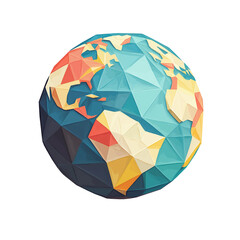 Geometric triangle illustration of the Earth globe. Modern polygonal design isolated on a transparent or white background, ideal for tech, map, and global themes.