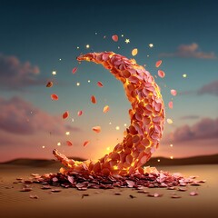 Glowing Crescent with Fireworks – Eid Milad un Nabi Night Concept