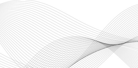 Abstract grey smooth element wavy modern curve lines on transparent background. Digital frequency track equalizer. Abstract frequency sound wave lines, twisted curve lines and technology background.	