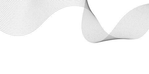 Golden and white wavy curve line with digital future technology concept background. Line art striped graphic template, banner background. Vector illustration.	
