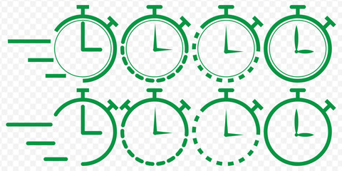 stopwatch timer icon sign vector. Set of timer, clock flat icon, and time management. Vector. Isolated on Transparent background. EPS 10.