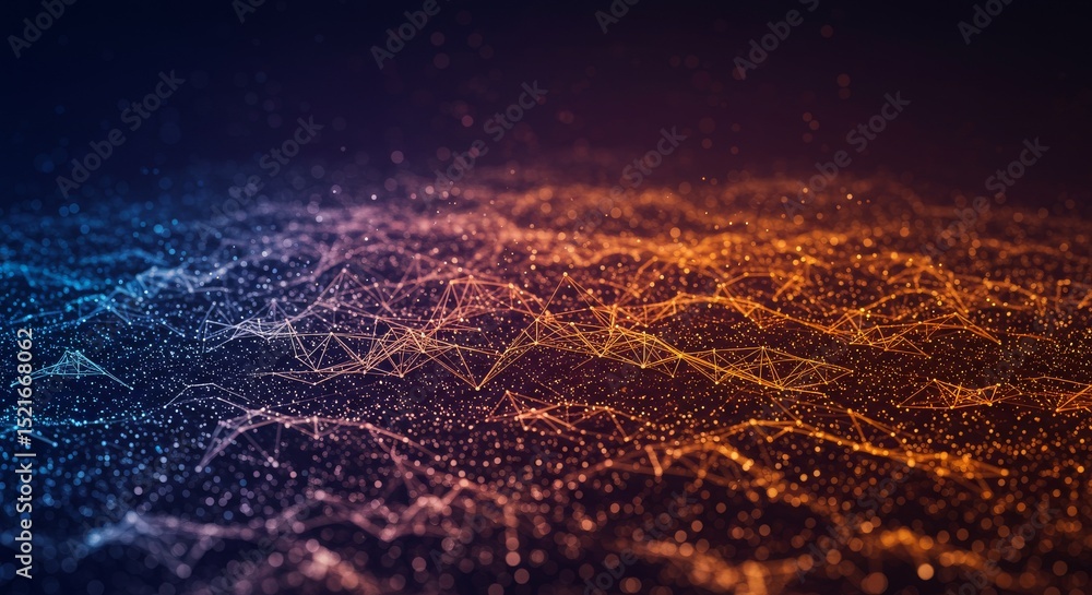 Poster abstract generative ai network landscape - network, connection, data, technology, innovation. symbol