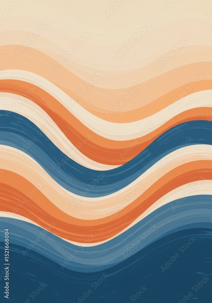 Poster abstract wavy lines background - stylish abstract background featuring wavy lines in muted orange, b