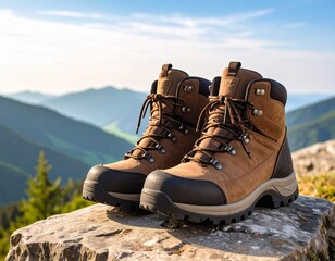 Wanderschuhe in einer Berglandschaft
