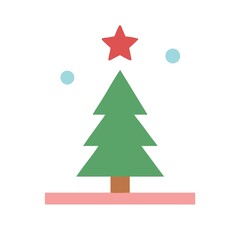 Fototapeta premium Simple Christmas Tree with Star and Snow Illustration on White Background