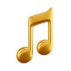 Golden music note isolated on white background