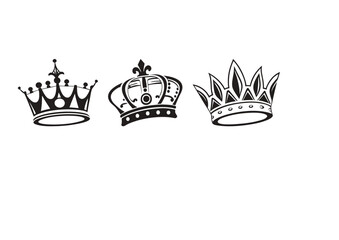 Royal crown vector icon set for vintage design and heraldic illustration