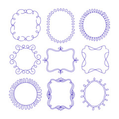 Elegant vintage frame borders with ribbons and bows for greeting cards, wedding invitations, birthday designs and social media templates in coquette hand-drawn style.