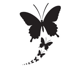 Black and white butterfly vector illustration on white background with detailed wings and nature elements