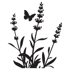 Black and white floral pattern with flowers leaves and nature elements