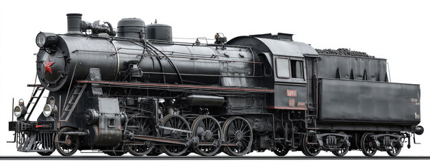 Obraz premium Vintage Steam Locomotive with Coal Car