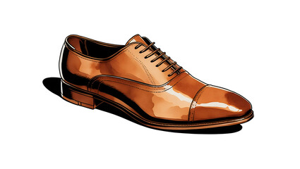 Fototapeta premium Court shoes, isolated on white background, watercolor, rust color.