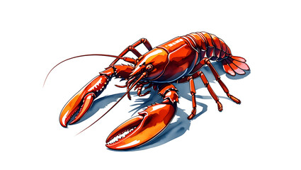 Lobster, isolated on white background, watercolor, rust color.