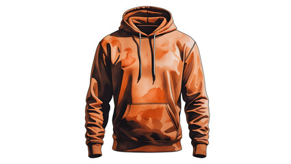 Hoodie, isolated on white background, watercolor, rust color.