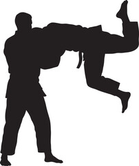  Judo sports silhouette art white color background