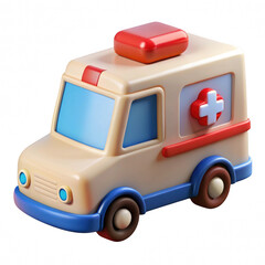 Cartoon ambulance icon isolated on transparent background