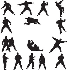  Judo sports silhouette art white color background