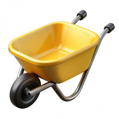 Yellow wheelbarrow isolated on transparent background