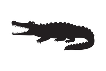 Crocodile Silhouette Vector Black Alligator Animal Icon on White Background