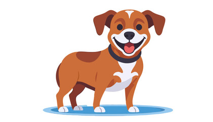 Cute Cartoon Dog Vector Illustration- Smiling Puppy with Collar- Happy Pet Graphics for Kids and Dog Lovers- Download Now- Adorable Animal Clipart
