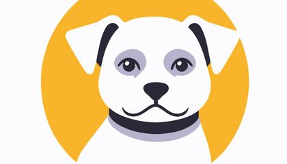 Obraz premium Adorable Cartoon Dog Portrait - Cute White Puppy with Big Eyes - Dog Illustration with Yellow Background - Perfect for Kids Content