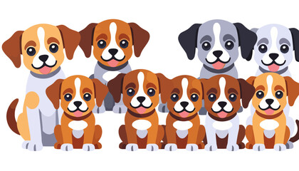 Obraz premium Adorable Cartoon Puppies-Cute Dog Illustration-Colorful Puppy Lineup-Animal Graphics-Playful Puppy Art-Dog Breed Clipart-Happy Puppy Faces-Dog Cartoon Image