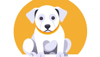 Fototapeta premium Adorable White Puppy Illustration - Cute Cartoon Dog with Big Eyes and Yellow Collar - Perfect for Kids and Pet Lovers Graphics-Vector Art