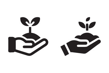Eco-Friendly Plant in Hand Icon, Growth, Sustainability, Nature Care, Farming, and Green Environment Design