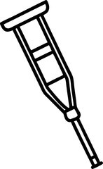 Crutch vector line art icon black and white , white back ground 