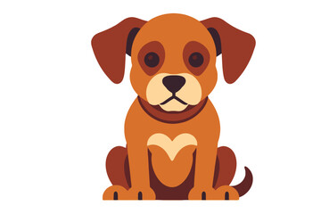 Obraz premium Cute Brown Puppy Illustration - Cartoon Dog Vector Graphic - Adorable Pet Clipart for Kids' Designs and Animal Lovers- Digital Art of a Playful Canine