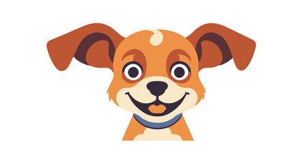 Cute Cartoon Dog Illustration - Happy Puppy with Big Eyes and a Collar - Adorable Animal Vector for Kids and Design Projects - Playful and Friendly Dog Character