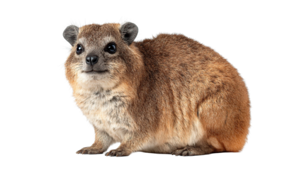 A charming rock hyrax in a detailed portrait, with a cute expression.