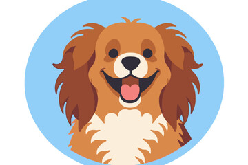 Obraz premium Cute Cartoon Dog Illustration-Happy Dog with Brown Fur and Blue Background-Friendly Pet Icon for Kids-Animal Mascot Image for Websites