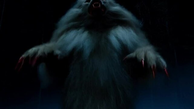 Gruseliger Werwolf im nebligen Wald