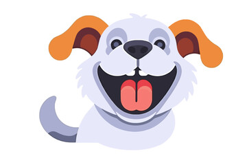 Fototapeta premium Happy Cartoon Dog Vector Illustration - Cute Puppy with Open Mouth and Tongue Out - Smiling Dog Character Design for Kids and Pet Lovers