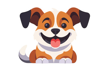 Happy Cartoon Dog Vector Illustration-Cute Puppy with Big Smile and Tongue Out-Adorable Pet Graphic for Kids and Dog Lovers-Animated Dog Character Image