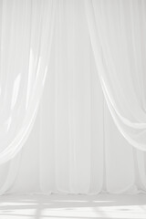Minimalistic background with white transparent curtains