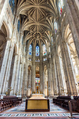 Interiors of Saint-Eustache church in Les Halles, Paris, France