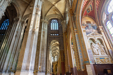 Interiors of Saint-Eustache church in Les Halles, Paris, France