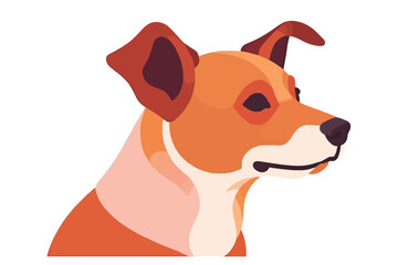 Cute Dog Illustration-Orange and White Puppy-Animal Graphics-Domestic Pet-Adorable Canine Image-Cartoon Dog Headshot-Vector Design-Isolated Dog Portrait