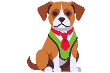 Cute Dog in Business Attire Vector-Cartoon Dog Wearing Suit and Tie-Funny Animal Illustration for Kids and Adults-Adorable Pet in Formal Wear-Stylish Dog Icon