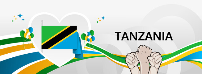 Tanzania Independence Day modern greeting banner. 9 December Happy National Day. Festive horizontal background with flag colors, great for carnival poster, tourism campaign, holidays flash sale