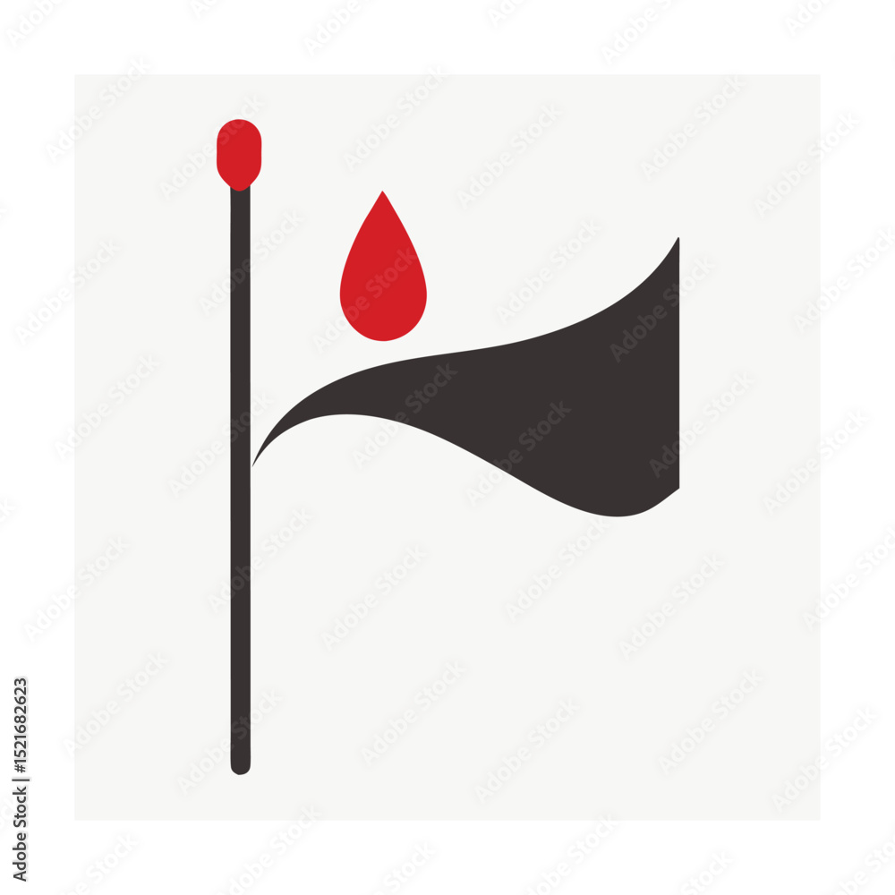 Poster conceptual symbolic representation of conflict or violence depicted with minimalist design