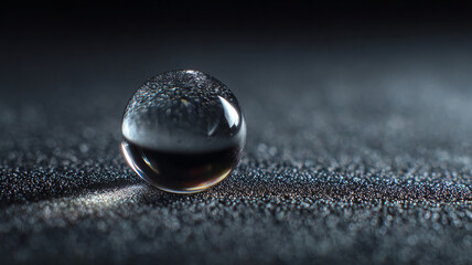 Water droplet macro, reflective surface, detailed texture
