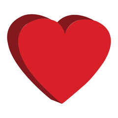 3 d red heart drawing for an emblem or logo. Template for greeting card for Valentine Day.
